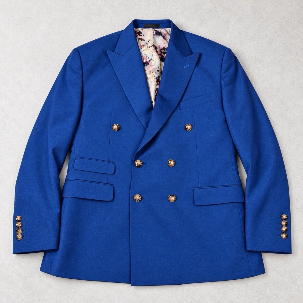 Tavion Monte Carlo Blazer Mens 42R Royal Blue Double Breasted Sport Coat